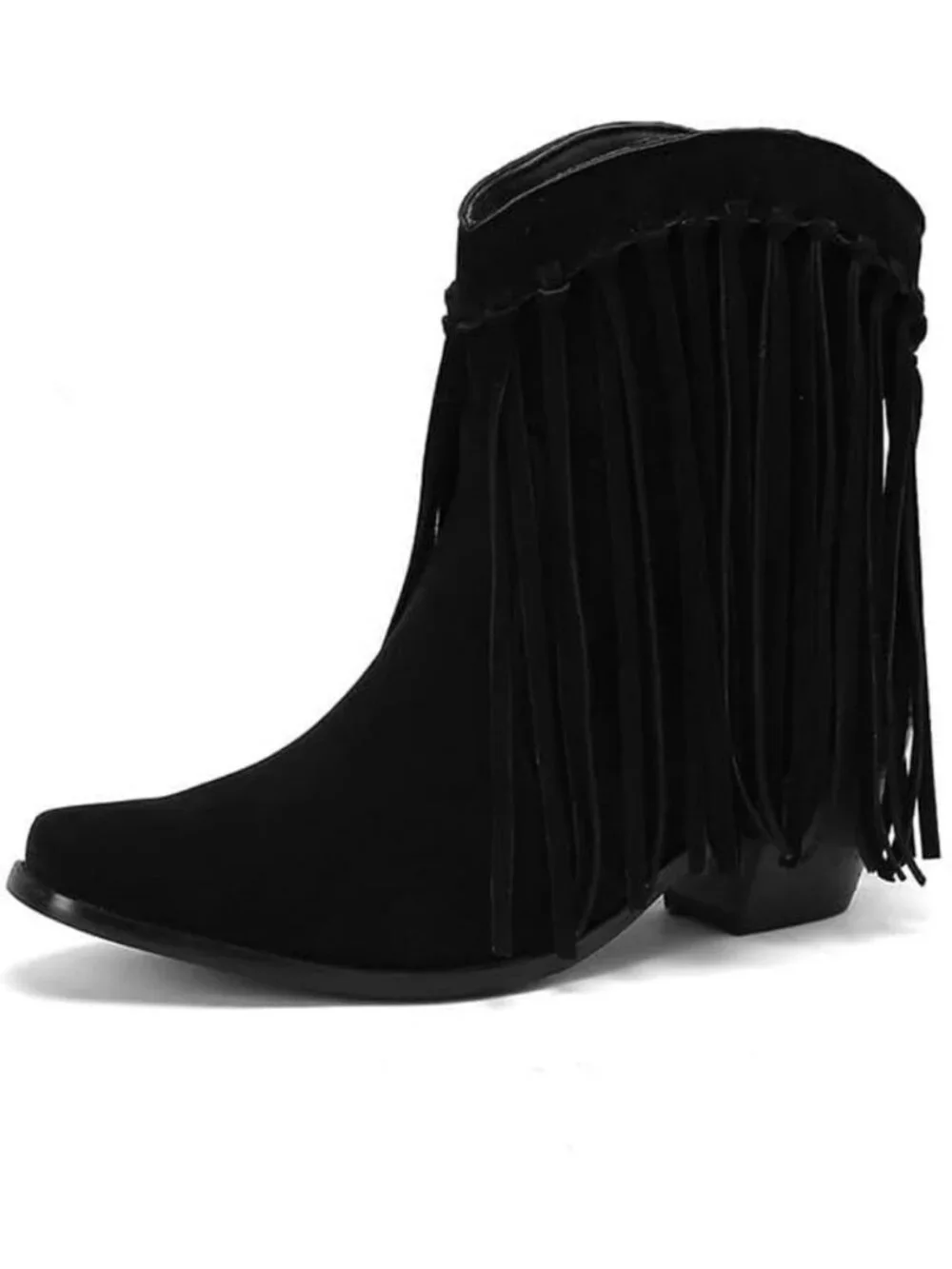 Fringe Ankle Cowboy Boots for Women | Pull-On Short Cowgirl Booties with Tassels